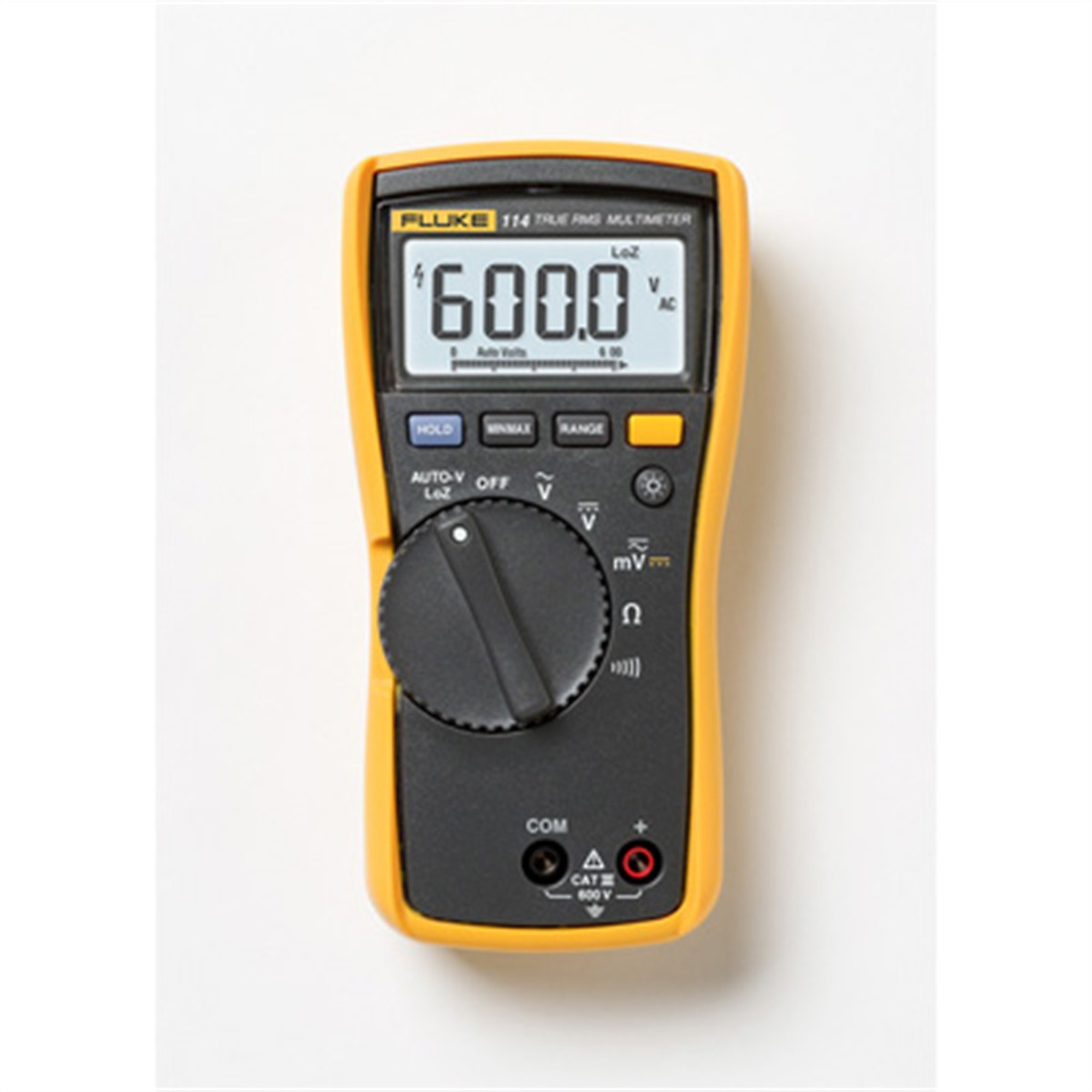 Fluke Electrical TRMS Multimeter — AutoVolt, LED Backlight, CAT III 600V, Model# FLU114
